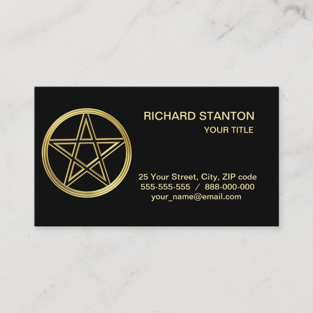 Golden pentagram business card (Front)