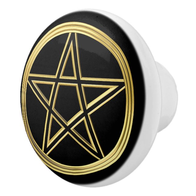 Golden pentagram ceramic knob (Right)