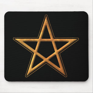 Golden Pentagram - Gold Pentagram Pagan Symbol Mouse Mat