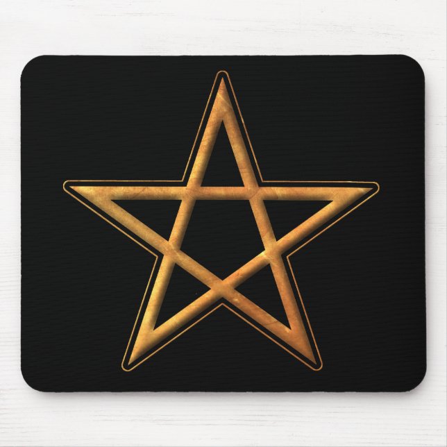 Golden Pentagram - Gold Pentagram Pagan Symbol Mouse Mat (Front)
