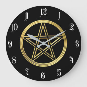 Golden pentagram large clock