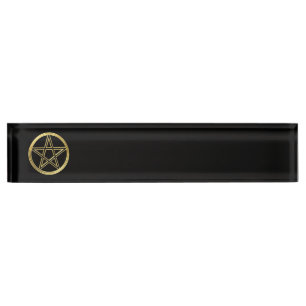 Golden pentagram nameplate