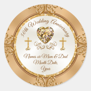 Golden Personalised, 50th Anniversary Stickers