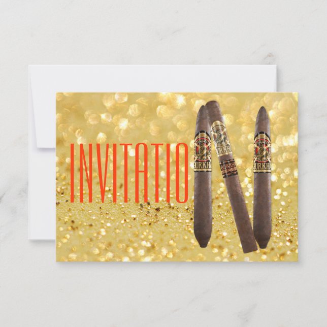 Golden Personalised Cigaro Invitation (Front)