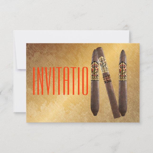 Golden Personalised Cigaro Invitation (Front)