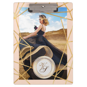 Golden Personalised Girl Fashion Modern Elegant Clipboard