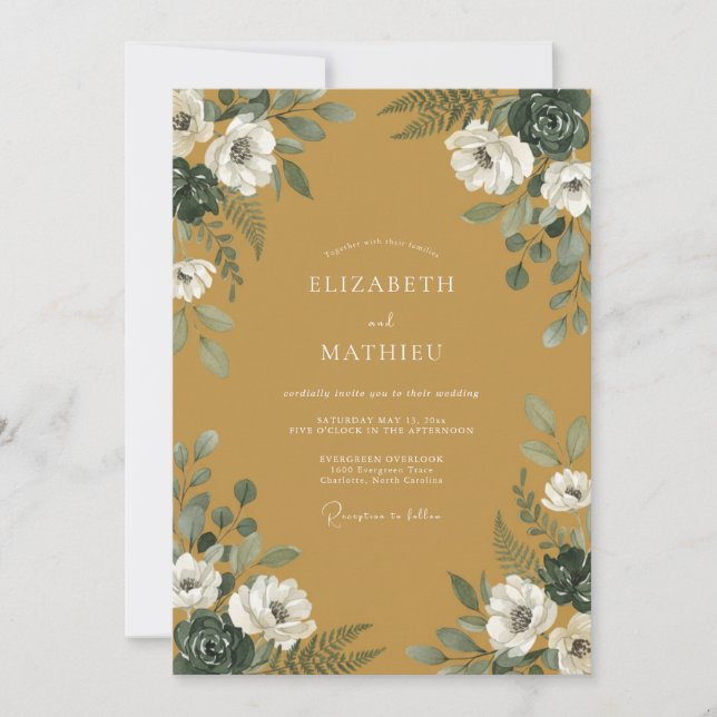 Golden Petal Wedding Invitation (Front)