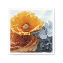 Golden Petals and Grey Foliage Napkin