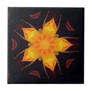 Golden petals flower geometric design tile