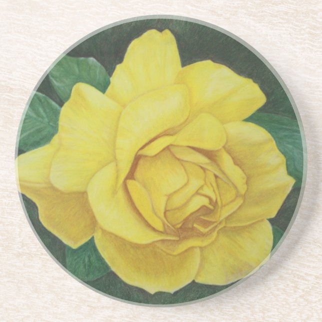 Golden Petals Sandstone Coaster (Front)