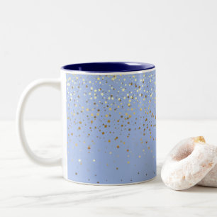 Golden Petite Stars Coffee Mug- Blue Two-Tone Coffee Mug