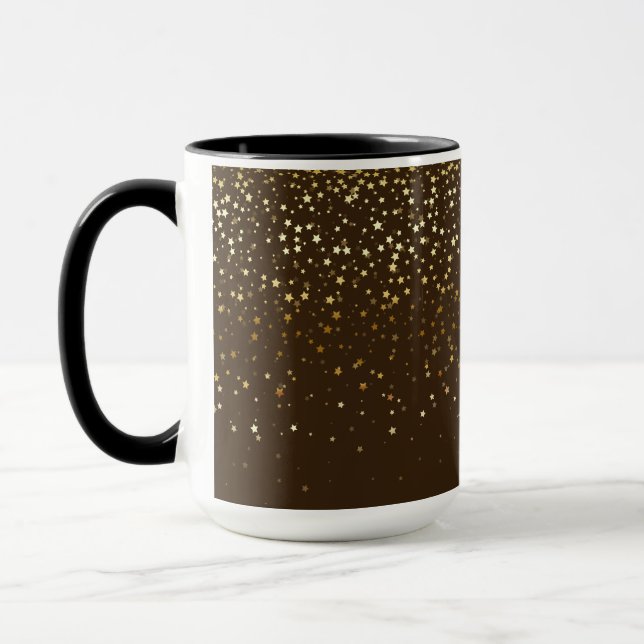 Golden Petite Stars Two-Tone Coffee Mug-Brown Mug (Left)