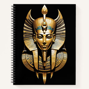 Golden Pharaoh in Regal Headdress Art Notebook