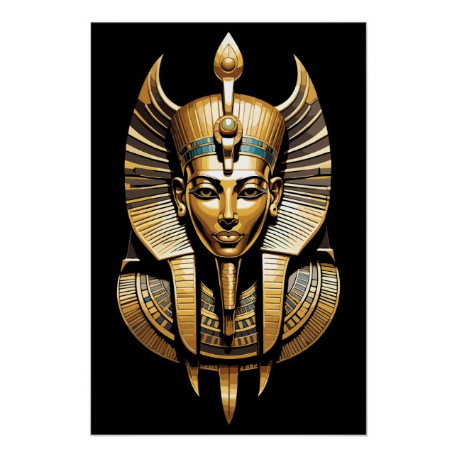 Golden Pharaoh in Regal Headdress Art Poster (Front)