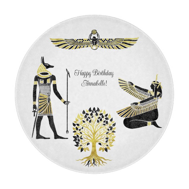 Golden Pharaoh’s Blessing: Ancient Egyptian Art Cutting Board (Front)