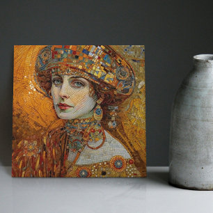Golden Phase Gustav Klimt Mosaic Edwardian Woman C Tile