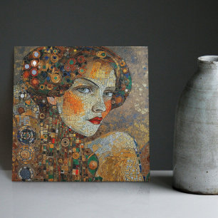 Golden Phase Gustav Klimt Mosaic Edwardian Woman Tile