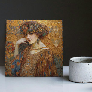 Golden Phase Gustav Klimt Mosaic Edwardian Woman Tile