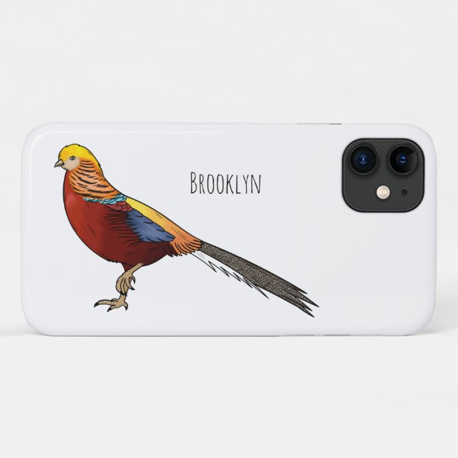 Golden pheasant bird cartoon illustration  Case-Mate iPhone case (Back (Horizontal))