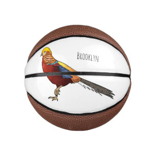 Golden pheasant bird cartoon illustration mini basketball