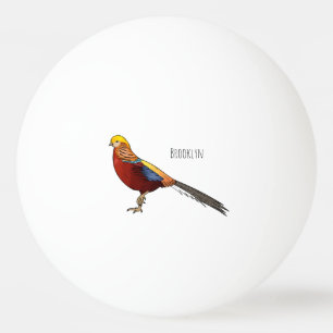 Golden pheasant bird cartoon illustration ping pong ball