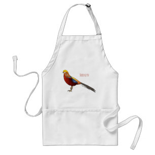 Golden pheasant bird cartoon illustration standard apron