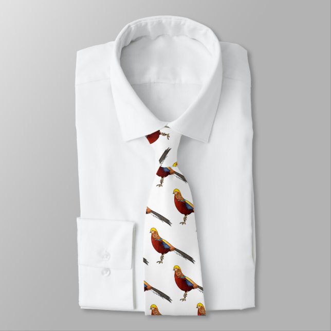 Golden pheasant bird cartoon illustration  tie (Tied)