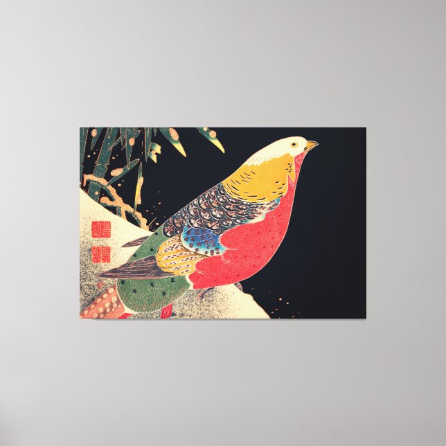Golden Pheasant in the Snow Bird - Jakuchu (1900) Canvas Print (Front)
