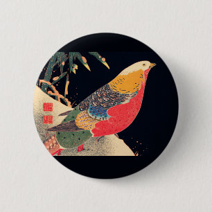 Golden Pheasant in the Snow by Ito Jakuchu 6 Cm Round Badge