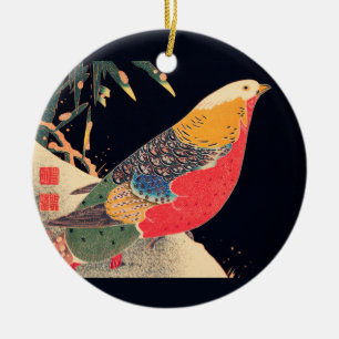 Golden Pheasant in the Snow by Ito Jakuchu Ceramic Tree Decoration