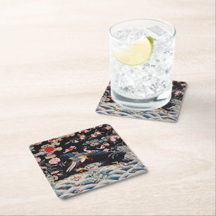 Golden Pheasant & Quing Dynasty /imperial China Square Paper Coaster