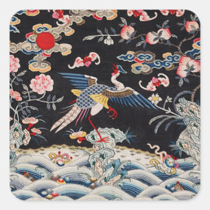 Golden Pheasant & Quing Dynasty /imperial China Square Sticker