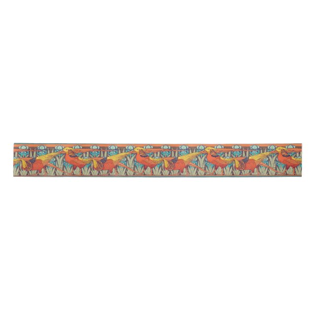 Golden Pheasant Retro Satin Ribbon (Front)