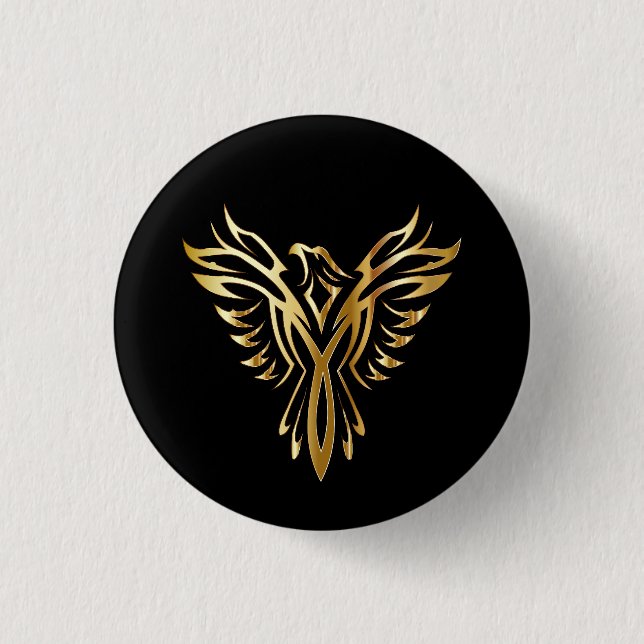 Golden Phoenix 3 Cm Round Badge (Front)