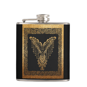 Golden Phoenix Elegance  Hip Flask