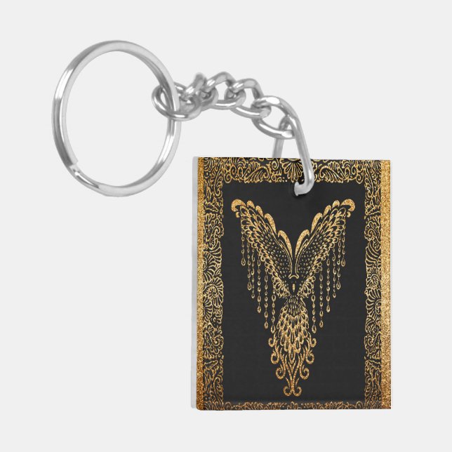 Golden Phoenix Elegance  Key Ring (Front Left)