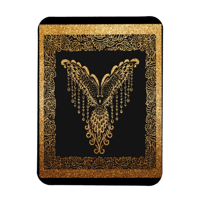 Golden Phoenix Elegance  Magnet (Vertical)