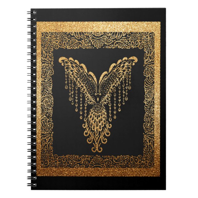 Golden Phoenix Elegance  Notebook (Front)