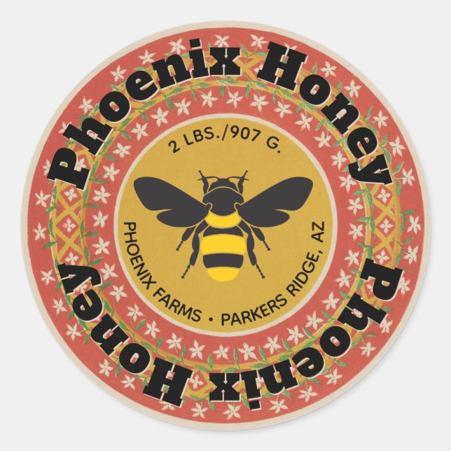 Golden Phoenix Honey Jar Classic Round Sticker (Front)
