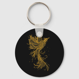 Golden Phoenix Lineart Keychain