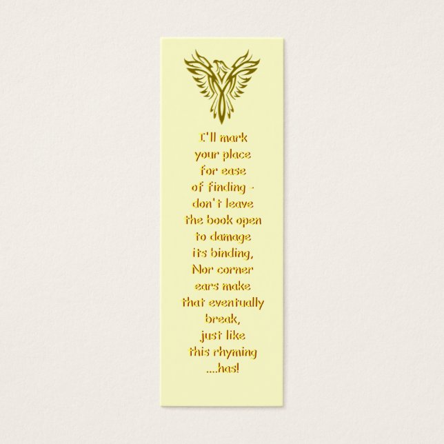 Golden Phoenix Rising bookmark (Front)