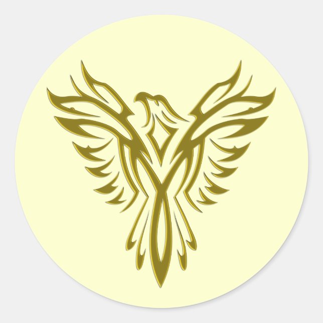 Golden Phoenix Rising envelope sealers Classic Round Sticker (Front)