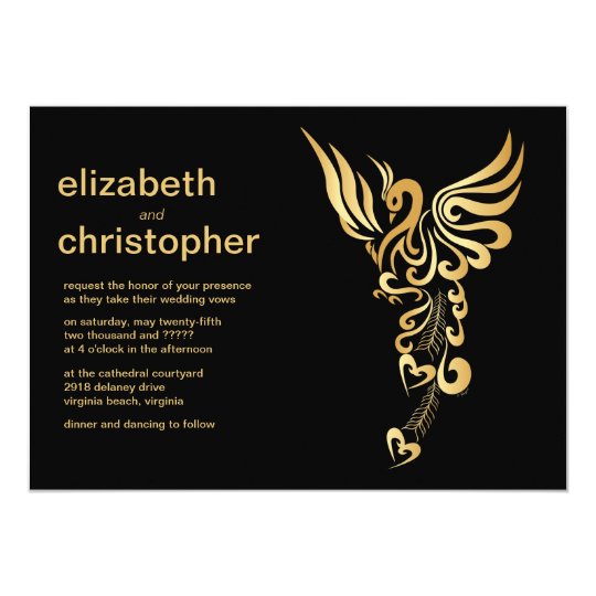 Golden Phoenix Rising Wedding Invitation