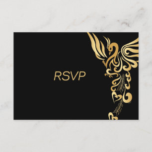 Golden Phoenix Rising Wedding RSVP Card