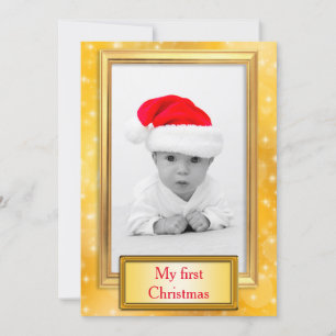 Golden Photo Frame I + your photo & text Holiday Card