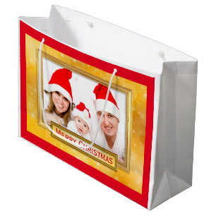 Golden Photo Frame I + your photo & text Large Gift Bag