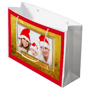 Golden Photo Frame IV + your photo & text Large Gift Bag