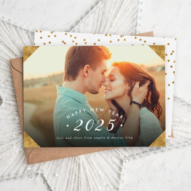 Golden Photo Overlay Happy New Year Holiday Card (Creator Uploaded)