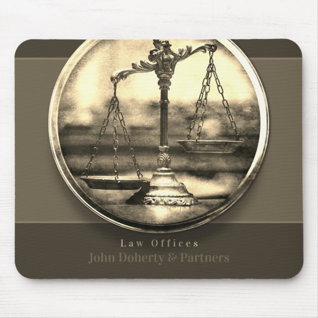 Golden Photo Scales of Justice | Law Office Mouse Mat (Front)