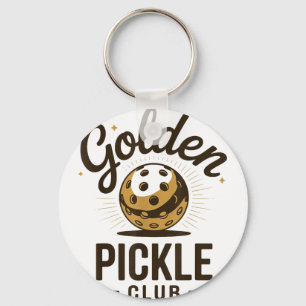 Golden pickle club funny pickleball players key ring